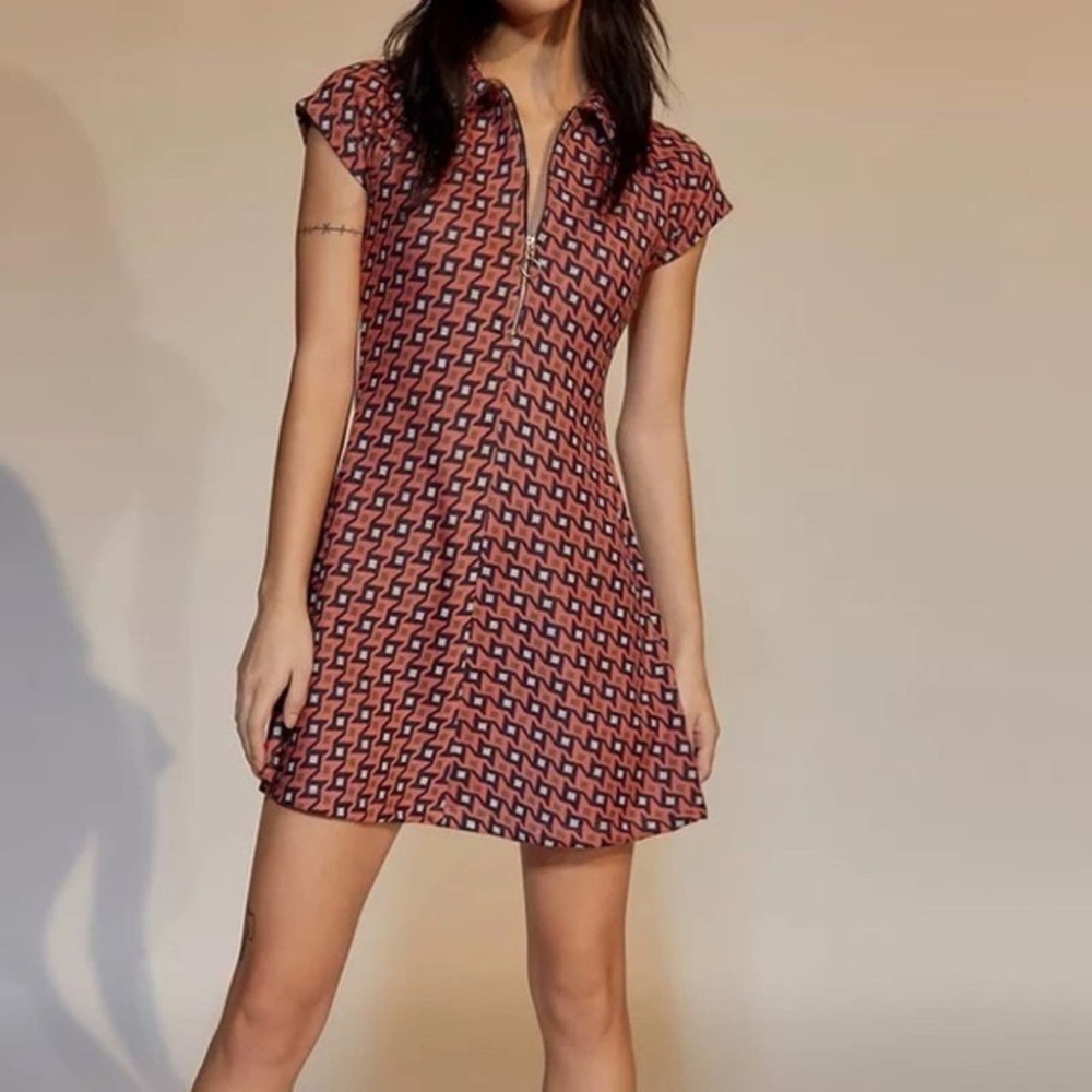 NWT Urban Outfitters Red Arlo Zip Up Mini Dress